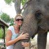 Maya is hugging an Elephant, Thailand