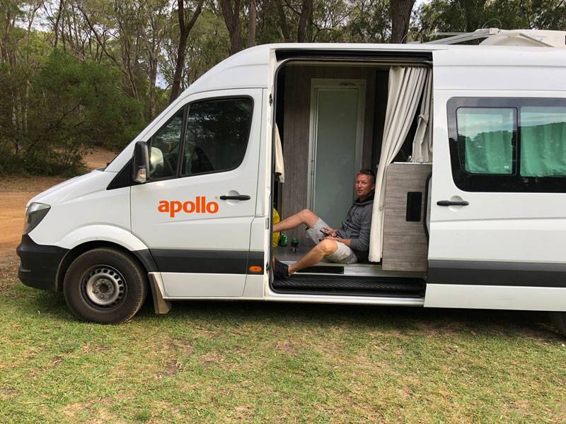 Traveller in Apollo campervan traveling Australia