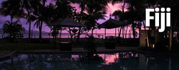 Fiji transport title with sunset in background